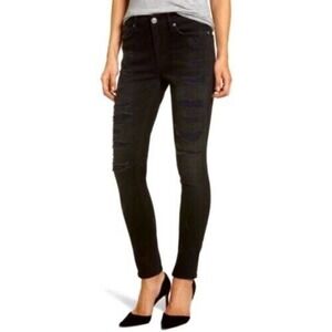 Hudson Black Distressed Nico Mid Rise Ankle Super Skinny Jeans Size 28